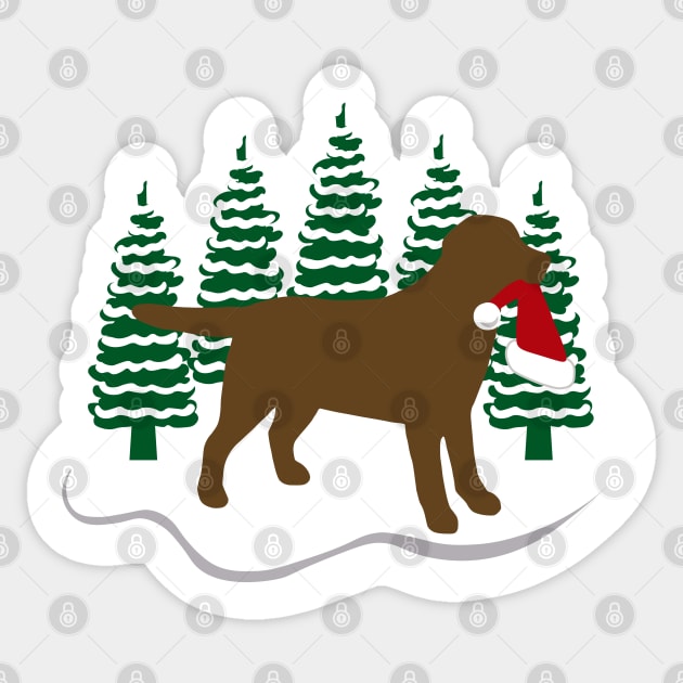 Chocolate Labrador Snow and Christmas Sticker by HappyLabradors